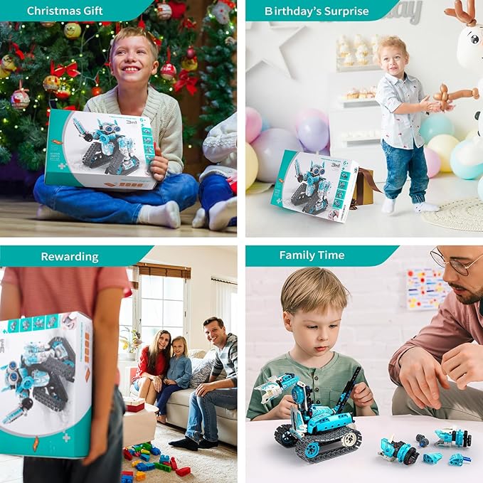 3 in 1 RC Robot Toy Building Sets, 398PCS APP & Remote Control Blocks DIY Erector Sets Science Kits for Kids Age 8-12, STEM Toys for Ages 8-13 Gifts for Boys Girls Age 6 7 9 10 11 14+ Year Old