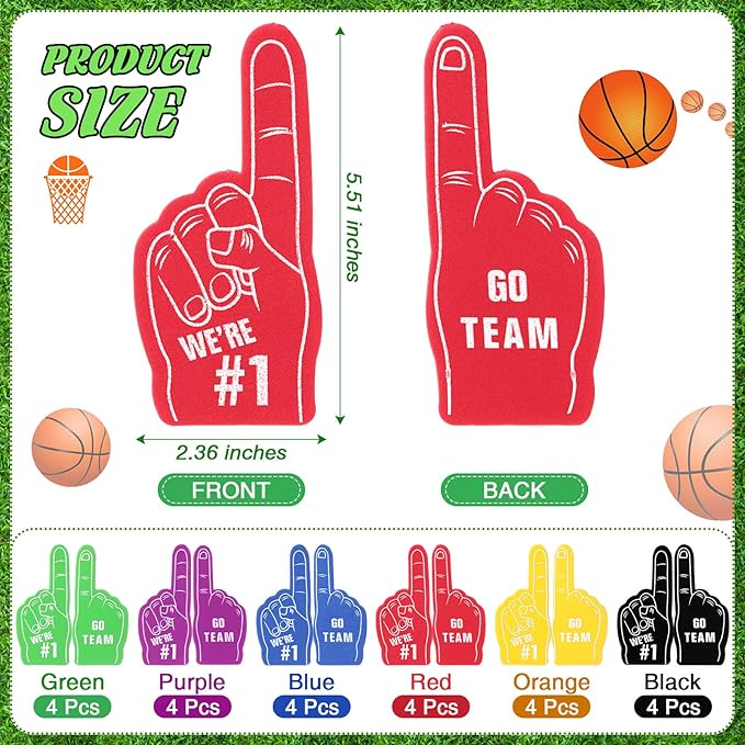 Aoriher 120 Pcs Basketball Sports Party Favors Set Serve 24, Basketball Goodie Bulk Foam Finger Mini Stress Ball Slap Bracelet Charm Bracelet Stamp for Girl Boy Kids Basketball Theme Party Supplies