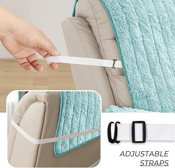 RBSC Home Plush Recliner Slipcover 30 Inches Baby Blue Chair Covers Artificial Wool Lazy Boy Cover Quilted Cover for Recliner Chairs and Furniture Soft Warm