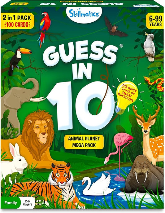 Skillmatics Card Game - Guess in 10 Animal Megapack, Perfect for Boys, Girls, Kids & Families Who Love Toys, Travel Games, Gifts for Ages 6, 7, 8, 9