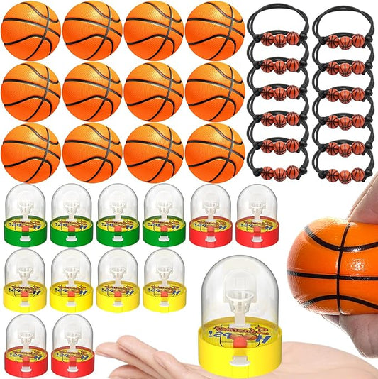 36 Pcs Basketball Party Favors, Including Mini Shooting Game, Ball and Adjustable Bracelets, Goodie Bag for Kids 4-12