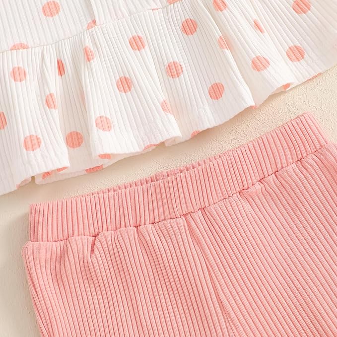 Mubineo Toddler Baby Girl Clothes Cute Ribbed Outfits Knit Long Sleeve Shirt Tops Bell Bottom Pant Fall Winter Outfit