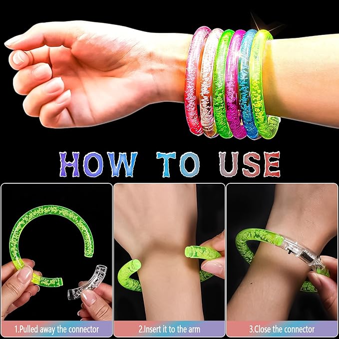 50Pcs Glow Bracelets,LED Bracelets Light up Bracelets,Glow In The Dark Bracelets 6 Colors,LED Party Supplies for Kids Adults,LED Glow Stick Bracelet for Party Birthday Concerts Night Events