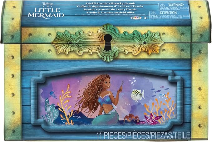 Disney The Little Mermaid Ariel & Ursula Dress Up Trunk, Treasure Chest Includes Ariel and Ursula's Outfit Dresses with Accessories [Amazon Exclusive]