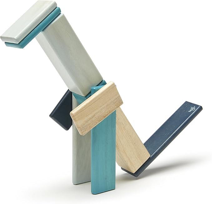 14 Piece Tegu Magnetic Wooden Block Set, Blues