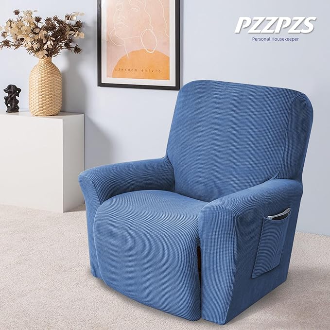 Recliner Chair Cover Lazy Boy Recliner Covers Recliner Covers for Recliner Chair 1 Piece Furniture Protector Prevent wear and pet Hair（Recliner,Light Blue）