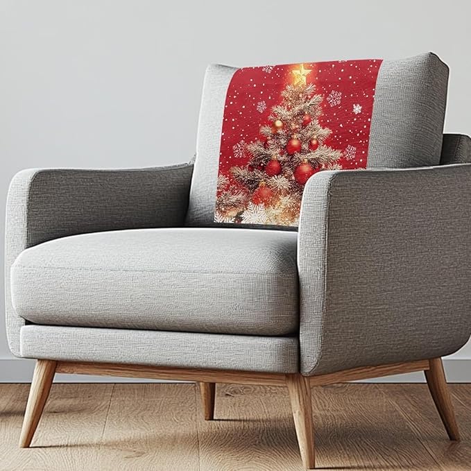 Christmas Decorations Xmas Tree Recliner Headrest Cover for Recliners Breathable Sofa Head Protector for Home Couch Loveseats Decoration