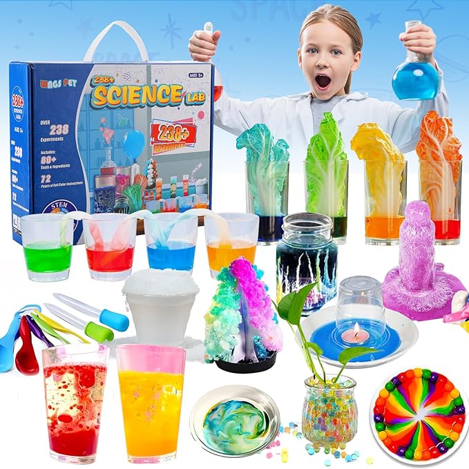 238+ Lab Experiments Science Kit for Kids, STEM Educational Learning Scientific Toys, Chemistry Set Gift for Boys and Girls, Including Volcano Eruption Science Project