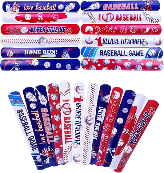 48pcs Baseball Party Slap Bracelets Sport Slap Bracelets for Kids Baseball Theme Bracelets Motivational Wristband Bracelets Classroom Prizes Birthday Gifts Baseball Party Favors