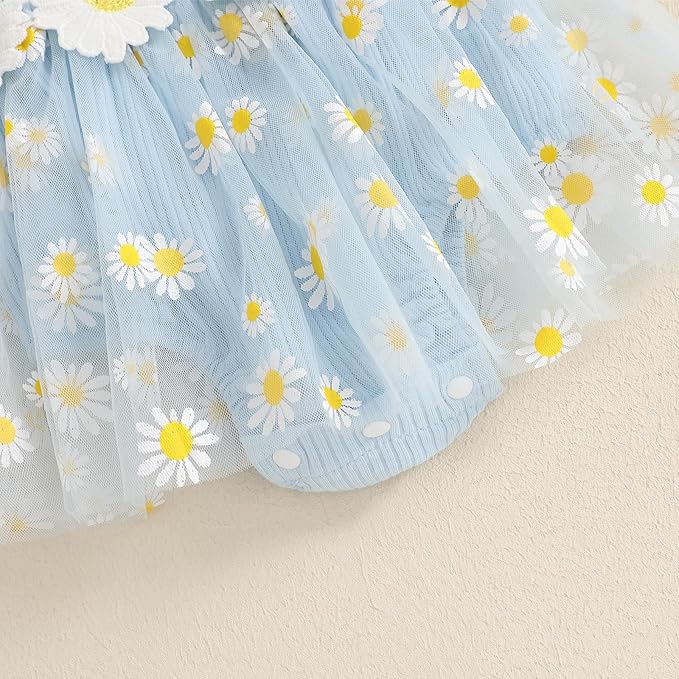 Baby Girl Clothes Daisy Ribbed Bodysuit Sleeveless Romper Dress Summer Outfit for Girls Newborn 3 6 9 12 18 Months