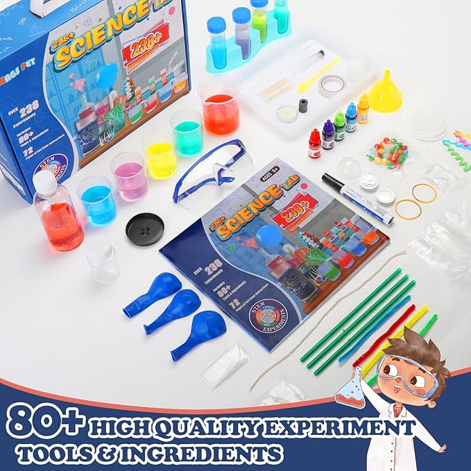 238+ Lab Experiments Science Kit for Kids, STEM Educational Learning Scientific Toys, Chemistry Set Gift for Boys and Girls, Including Volcano Eruption Science Project