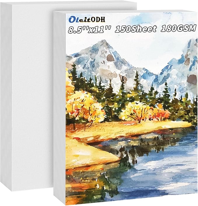 150 Sheets Watercolor Paper Bulk,White Water Color Paper for Kids Child Students Adults Artists Drawing-65LB/180GSM Art Paper-8.5 x 11 inch Painting & Craft Paper, Finger Paints, Watercolor, Tempera