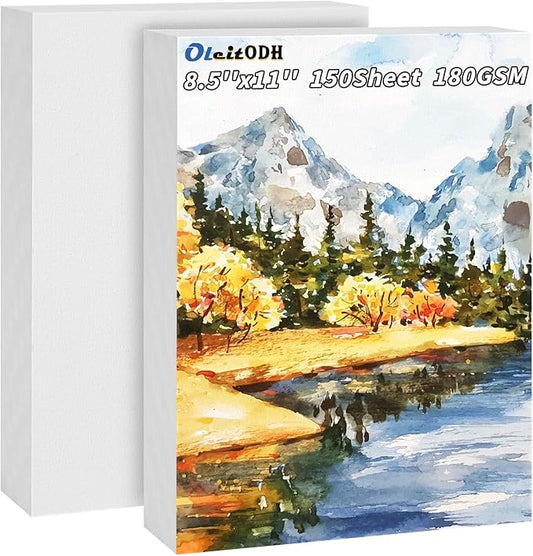 150 Sheets Watercolor Paper Bulk,White Water Color Paper for Kids Child Students Adults Artists Drawing-65LB/180GSM Art Paper-8.5 x 11 inch Painting & Craft Paper, Finger Paints, Watercolor, Tempera