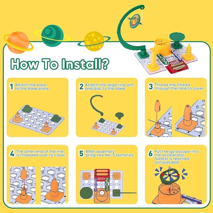 Science Kits for Kids Age 5-7,Exploration Kit Gyroscope Toys for Charged Magnetic Experiments,Science Educational Toys for Boys Girls Kids Age 8-12