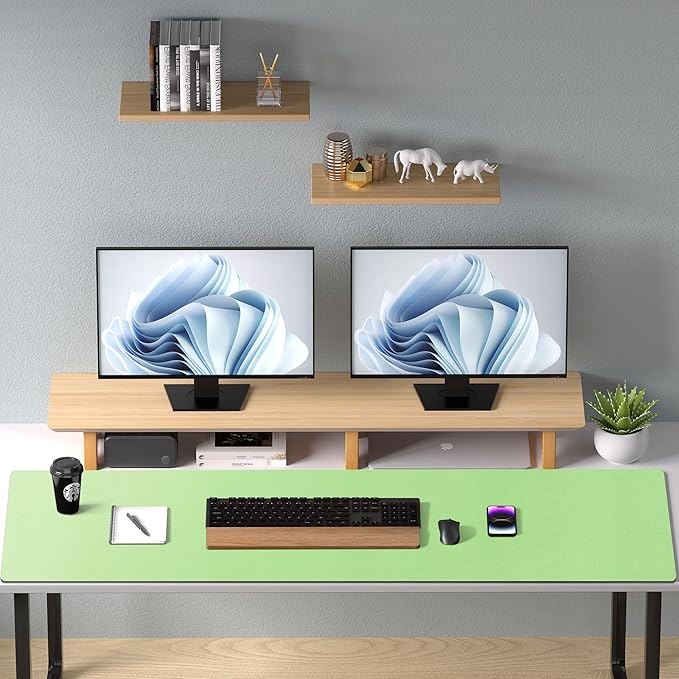 Aothia Leather Desk Pad Protector, Office Desk Mat, Large Mouse Pad, Non-Slip PU Leather Desk Blotter, Laptop Desk Pad, Waterproof Desk Writing Pad for Office and Home (48"x17", Foam Green)