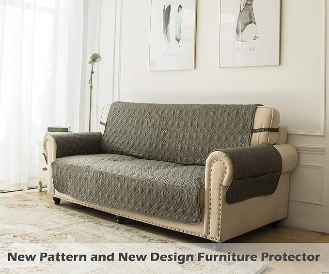 Ameritex Couch Sofa Slipcover 100% Waterproof Nonslip Quilted Furniture Protector Slipcover for Dogs, Children, Pets Sofa Slipcover Machine Washable (Green, 68")