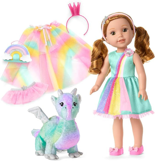 American Girl WellieWishers 14.5-inch Willa Doll Playset with Crisella The Dragon, Doll Dress and Accessories, and Storybook, for Ages 4+