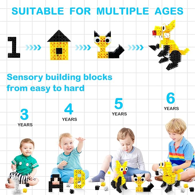 150 PCS Building Blocks for Toddlers, STEM Blocks for Toddlers 4-8, Educational Baby Blocks Sensory Toy for Preschooler to Improve Imagination, Creativity, Hands-on Ability