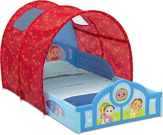 Delta Children - CoComelon Sleep and Play Toddler Bed with Tent, Blue