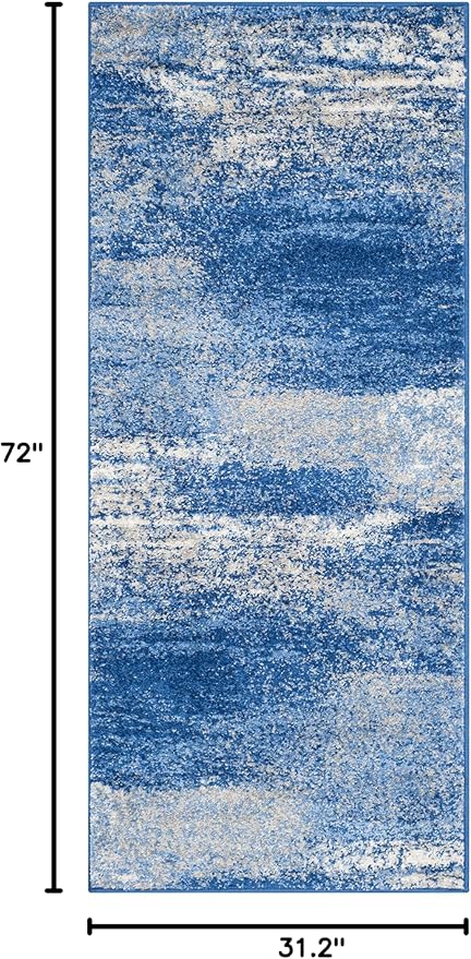 SAFAVIEH Adirondack Collection Runner Rug - 2'6" x 6', Silver & Blue, Modern Abstract Design, Non-Shedding & Easy Care, Ideal for High Traffic Areas in Living Room, Bedroom (ADR112F)
