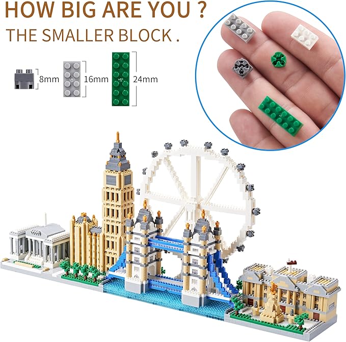 Architecture Micro Building Blocks Set London Skylines Series for Adult and Children Assembly, 3D Toy for Ages of 14+ - 3430 Pieces
