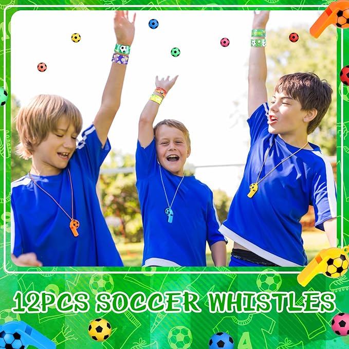 140 Pcs Soccer Party Favors Set Soccer Sticker Slap Bracelet Keychain Soccer Tattoos Soccer Fidget Toy Whistle Soccer Treat Bags with Sealing Stickers for Teens Adults Soccer Themed Party Supplies