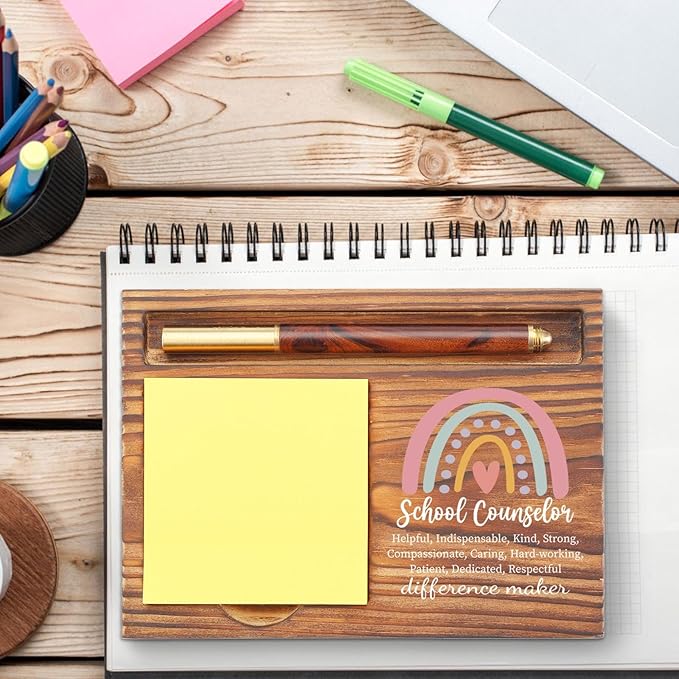 Appreciation Gift for School Counselor Sticky Note Holder, School Counselor Psychologist Therapist Thank You Gifts, Back to School Guidance Gift for Counseling Self-Stick Note Pad Holders TZP61