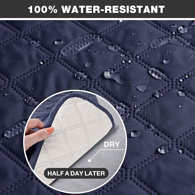 TAOCOCO Non-Slip Recliner Chair Cover Sofa Slipcover, Pet Cover for Small Recliner Chair with Elastic Straps, Washable Reclining Chair Cover Recliner Furniture Protector (23'' Small, Dark Blue)