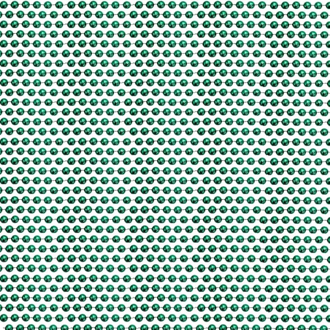 33 inch 07mm Round Metallic Green Mardi Gras Beads - 6 Dozen (72 Necklaces)