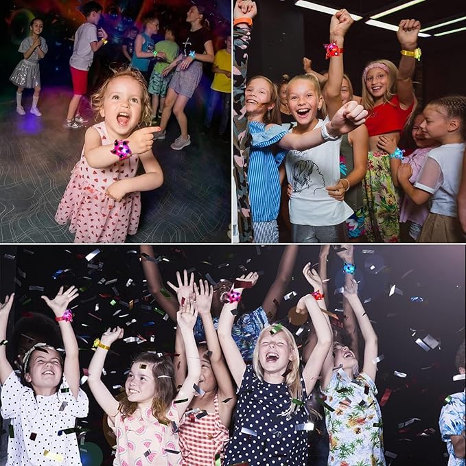 24 Pack LED Light Up Fidget Spinner Bracelets Party Favors for Kids 4-8 8-12, Glow in The Dark Party Supplies, Birthday Gifts, Treasure Box Toys for Classroom, Goodie Bags Stuffers