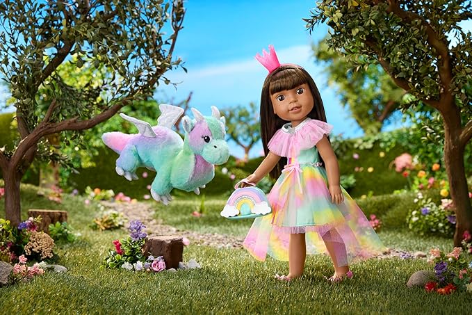 American Girl WellieWishers 14.5-inch Ashlyn Doll Playset with Crisella The Dragon, Doll Dress and Accessories, and Storybook, for Ages 4+