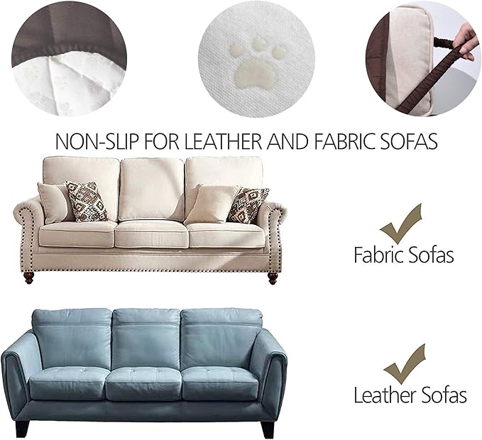 Ameritex Couch Sofa Slipcover 100% Waterproof Nonslip Quilted Furniture Protector Slipcover for Dogs, Children, Pets Sofa Slipcover Machine Washable (Chocolate, 78'')