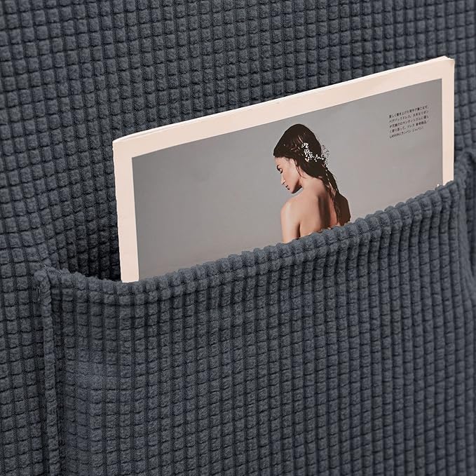 KEKUOU Recliner Chair Covers Lazy Boy Recliner Covers Stretch Couch Cover Slipcovers 1 Piece Furniture Protector with Elastic Bottom for Dog,Kids.(Recliner, Charcoal)