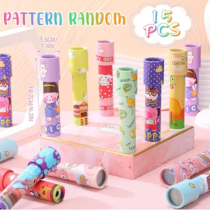 15 Pcs Classic Kaleidoscopes Kids Birthday Party Favor Old Fashioned Vintage Educational Toys Stocking Stuffers Goodie Bag Fillers for Classroom School Return Gifts Carnival Prizes (Adorable)