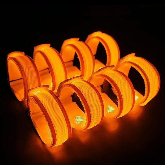 8 PCS LED Glow Bracelets, Light Up Wristbands - Halloween Glow in The Dark Party Bracelets Favors Supplies for Christmas, Concerts, Festivals, Game Prizes, Sports, Rave Accessories（Orange）