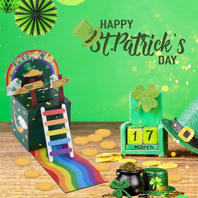 Leprechaun Trap Kit for Kids, St Patrick's Day Wood DIY Crafts Kit to Catch A Leprechaun, St Patricks Day Party Supplies Decorations Leprechaun Trap Toys Gifts for Kid Friends