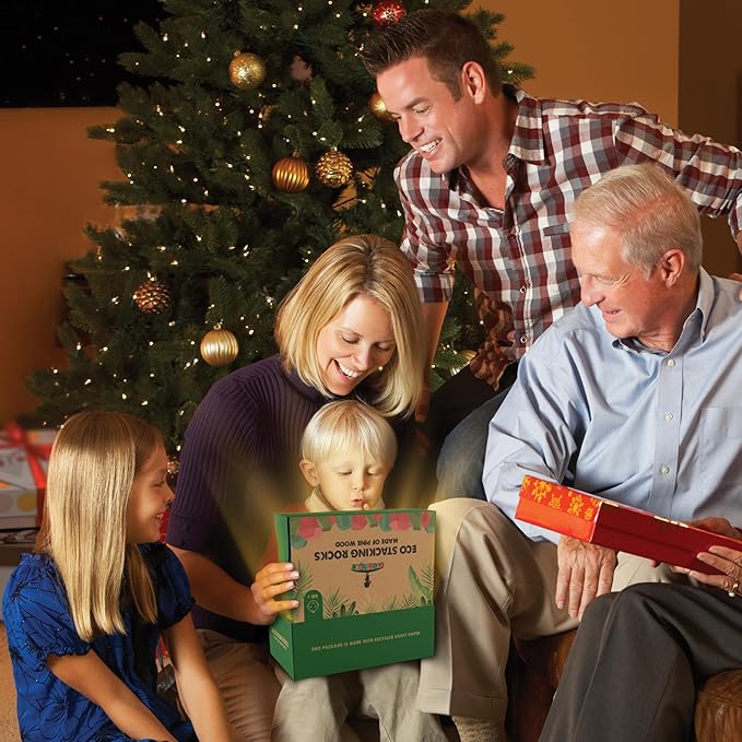 36 Pcs Wooden Stacking Blocks – Montessori Toys for 1 2 3 4 5 6 Year Old Toddlers and Kids, XL Rocks, No Choking Hazard – Sensory STEM Building Stones, for Girls and Boys