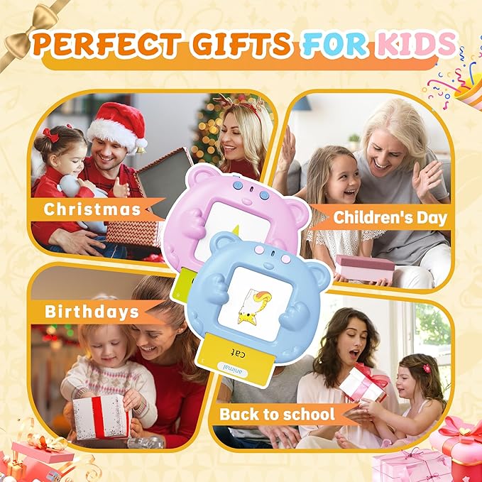 2 Pack Toddlers Talking Flash Cards with 224 Sight Words- Montessori Toys, Autism Sensory Toys,Speech Therapy,Learning Educational Toy Gifts for Ages 2 3 4 Boys and Girls, Blue+Pink