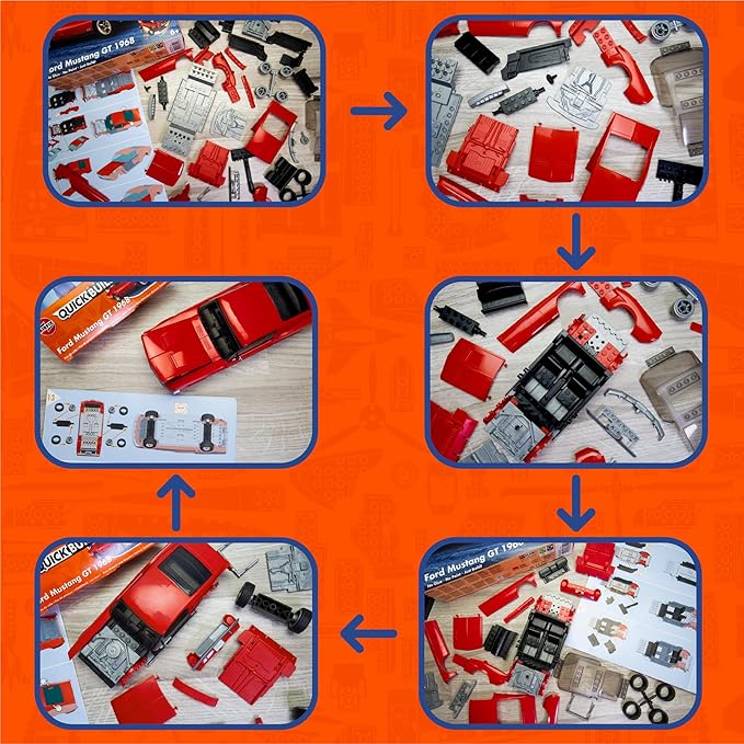 Airfix J6035 Quickbuild Plastic Model Car Kits - Ford Mustang GT 1968 - Easy Assembly Snap Together Model Kit, Classic Car for Adults & Kids to Build, Model Sports Car, Building Toys Set