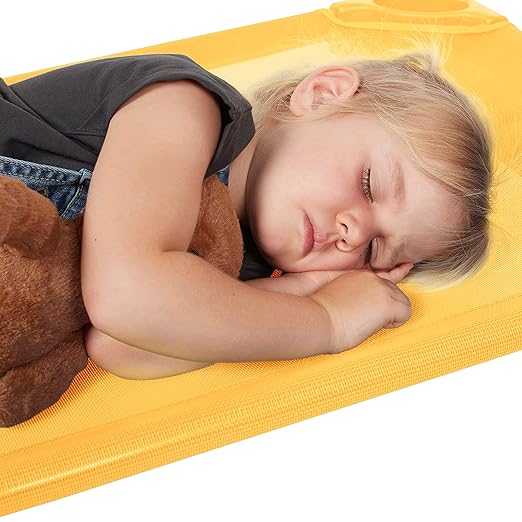 ECR4Kids Stackable Kiddie Cot, Ready-to-Assemble, Standard Size, Classroom Furniture, Yellow, 6-Pack