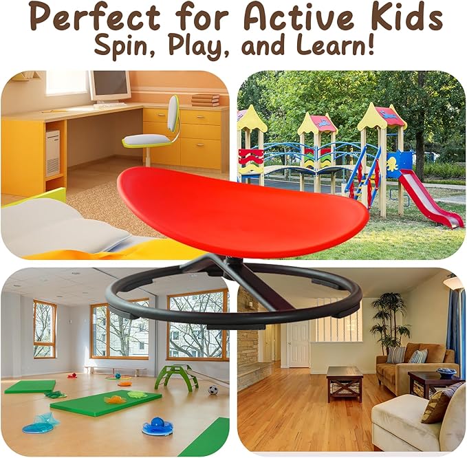 Kids Sensory Chair for Autism Kids Swivel Chair, Sensory Spin Chair Seat Improve Physical Coordination Wobble Chair for Kids Sit and Spin Relief of Motion Sickness
