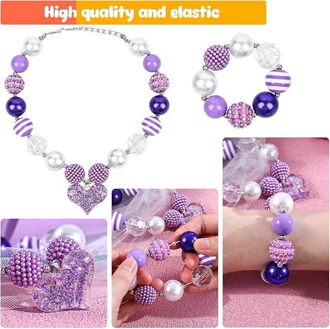 3 otters Girls Necklace Bracelet, Jewelry for Girls Princess Necklaces for Birthday Gift Party Favor Classroom Prize Supplies