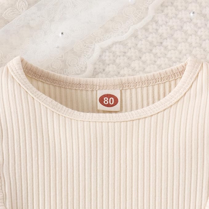 Fernvia Toddler Baby Girl Fall Winter Skirt Set Turtleneck Ribbed Long Sleeve T-Shirt Top & Plaid Skirts Dress 2Pcs Outfits