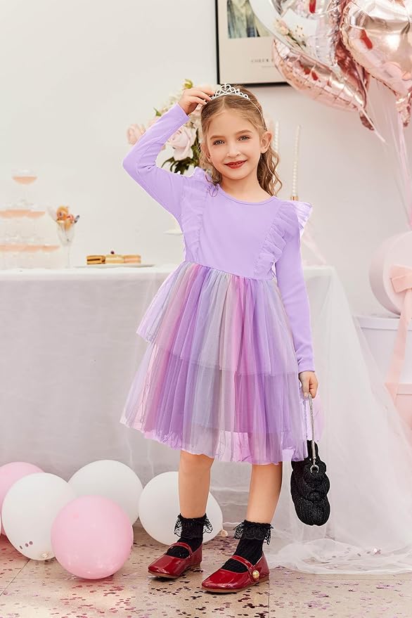 Arshiner Toddler Dress Baby Girls Tutu Tiered Formal Party Sequin Tulle Dresses Fall Winter Clothes for 1-6 Years