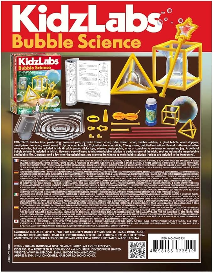 4M Toysmith: Bubble Science, Bubble Making Science Kit, Includes Recipes to Make Your Own Bubble Mixture, For Boys & Girls, Ages 5 and up