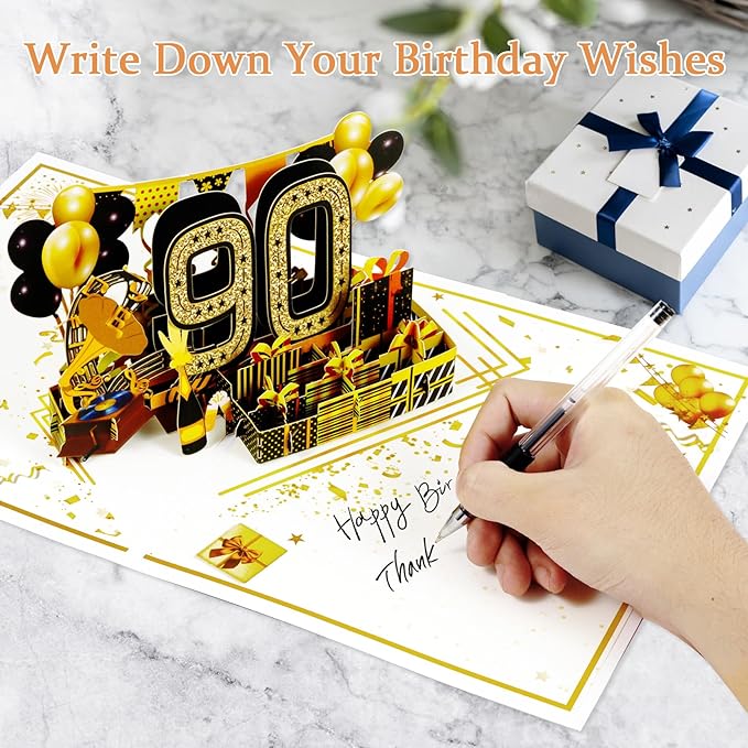 90th Birthday Card for Men Women, Funny 3D Pop Up 90th Birthday Gifts for Grandma Mom Dad, Back In 1935 Happy 90 Year Old Birthday Decorations Cards for Her Him