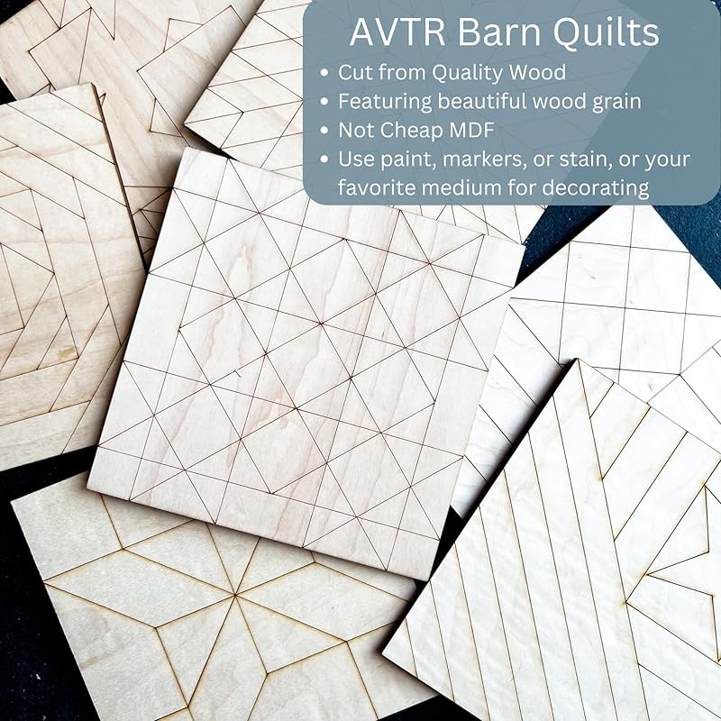 4th of July Unfinished Barn Quilt Square Wooden Sign, Country Decor Canvas Quilts Blocks (21 inches, Flag)