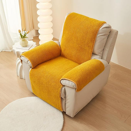 vctops Sherpa Fleece Recliner Chair Cover Super Soft Warm Plush Sofa Slipcover Furniture Protector Non Slip Washable Reclining Chair Cover for Kids, Pets (Yellow,22"x82")