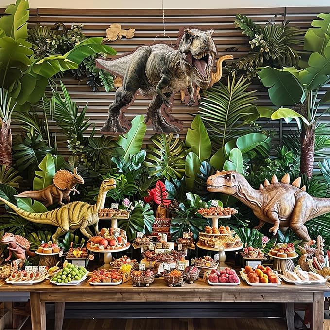 142 Pcs Dinosaur Piñata Party Set - Small Jungle Dinosaur Piñata Set with Blindfold and Bat Include Kids Dinosaur Themed Party Favors for Boys and Girls(Small Size Piñata 14.5”x12.5”x3”)