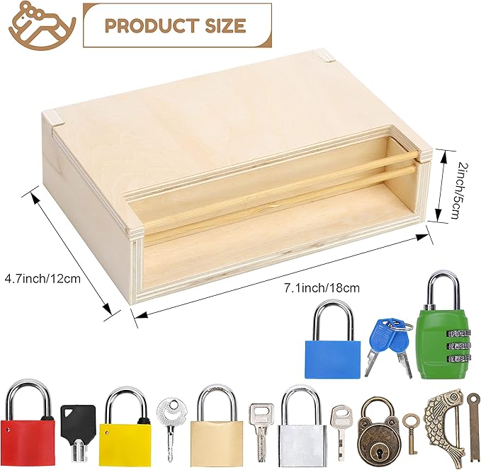 8 PCS Montessori Lock and Key Toy Set for Toddlers, Wooden Montessori Materials, Homeschool Preschool Keys and Locks Learning, Educational Easter Toys for Boys Girls Kids 3+ Year Old